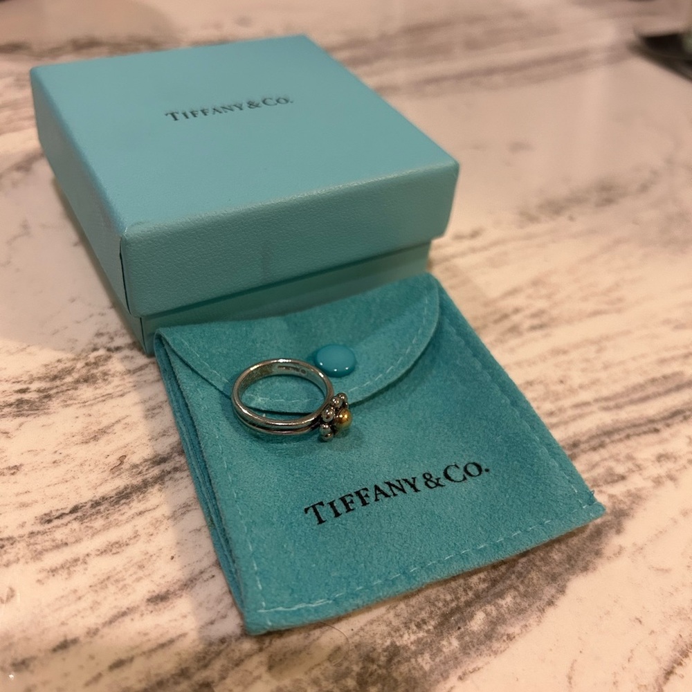 Tiffany & Co Silver 18K Gold Picasso Jolie Flower Bead size 4.5